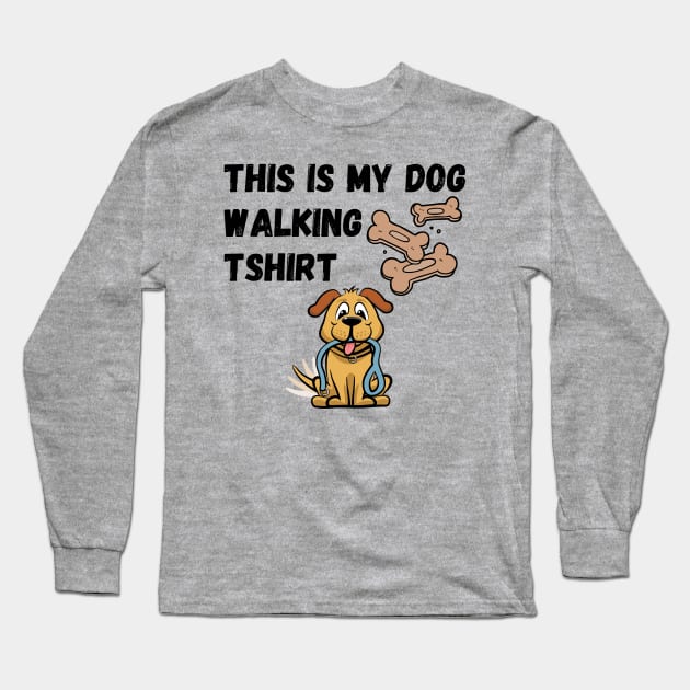 Dog Walking Long Sleeve T-Shirt by Calvin Apparels